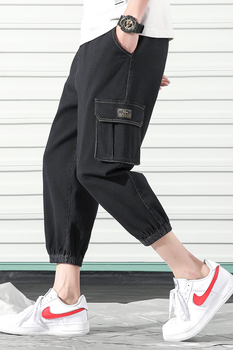 2023夏季宽松束脚工装七分8分牛仔裤货号QF2P55,男装牛仔裤,电商A063