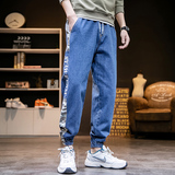 2023春季束脚印花迷彩拼接牛仔裤K385P55，男装牛仔裤，电商A063