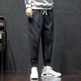 秋季新款休闲裤韩版潮流条纹牛仔宽松束脚九分裤子男B416-K321，男装牛仔裤，电商A063