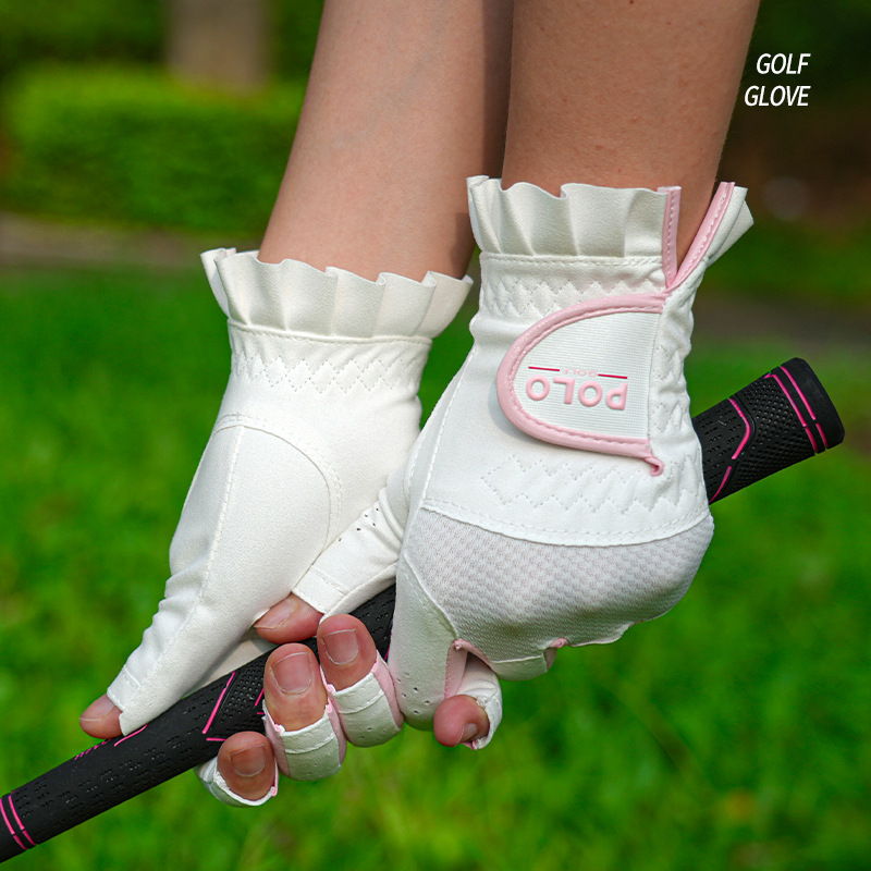 加长可触屏弹力双高尔夫半指手套