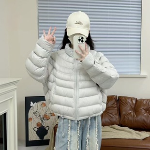超好看今年流行爆款 轻薄羽绒服女款 短款 冬季 宽松外套 白色2025新款