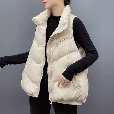 休闲聚脂钎维立领白鸭绒羽绒买家
