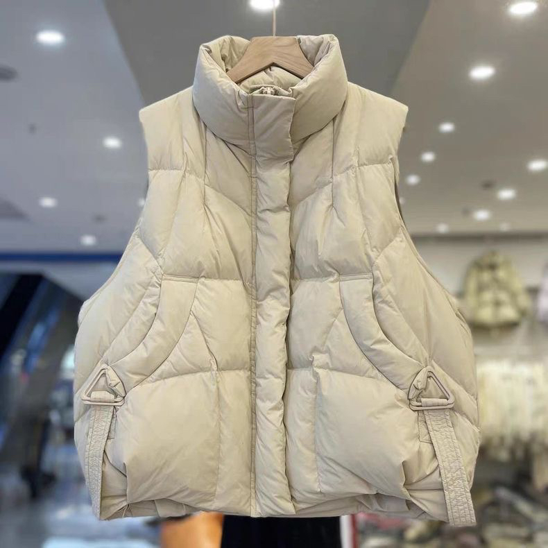 立领马甲女加厚2025年新款白鸭绒百搭保暖背心拉链马夹上衣韩版潮