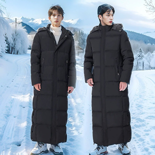 过膝加长外套大码 超长加厚男士 潮 羽绒服艺考加厚明星同款 中戏同款