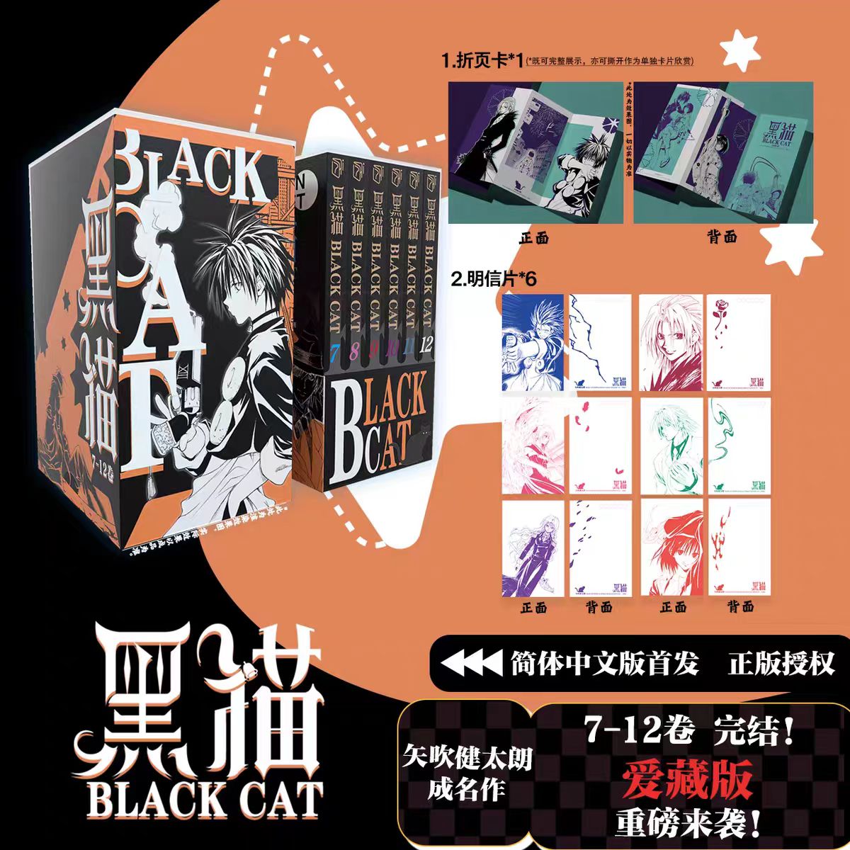 【赠折页卡*1+明信片*6】《黑猫》卷7-12 爱藏版 矢吹健太朗作品 blackcat 周刊少年jump 简体中文版 黑猫奇幻热血冒险漫画