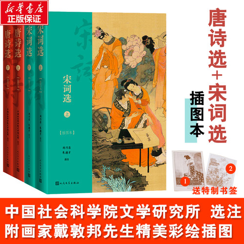 4册唐诗宋词插图本上下选注600
