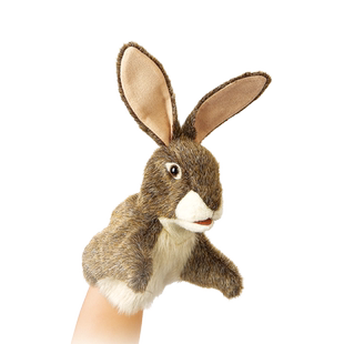 Folkmanis小野兔手偶手动讲故事儿童教育益智腹语毛绒玩具礼物