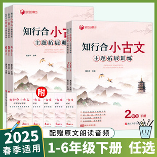 2025春知行合小古文主题拓展训练一二三四五六年级下册3456人教版小学生古诗文特训与阅读训练文言文注释每日诵读100篇人教版通用