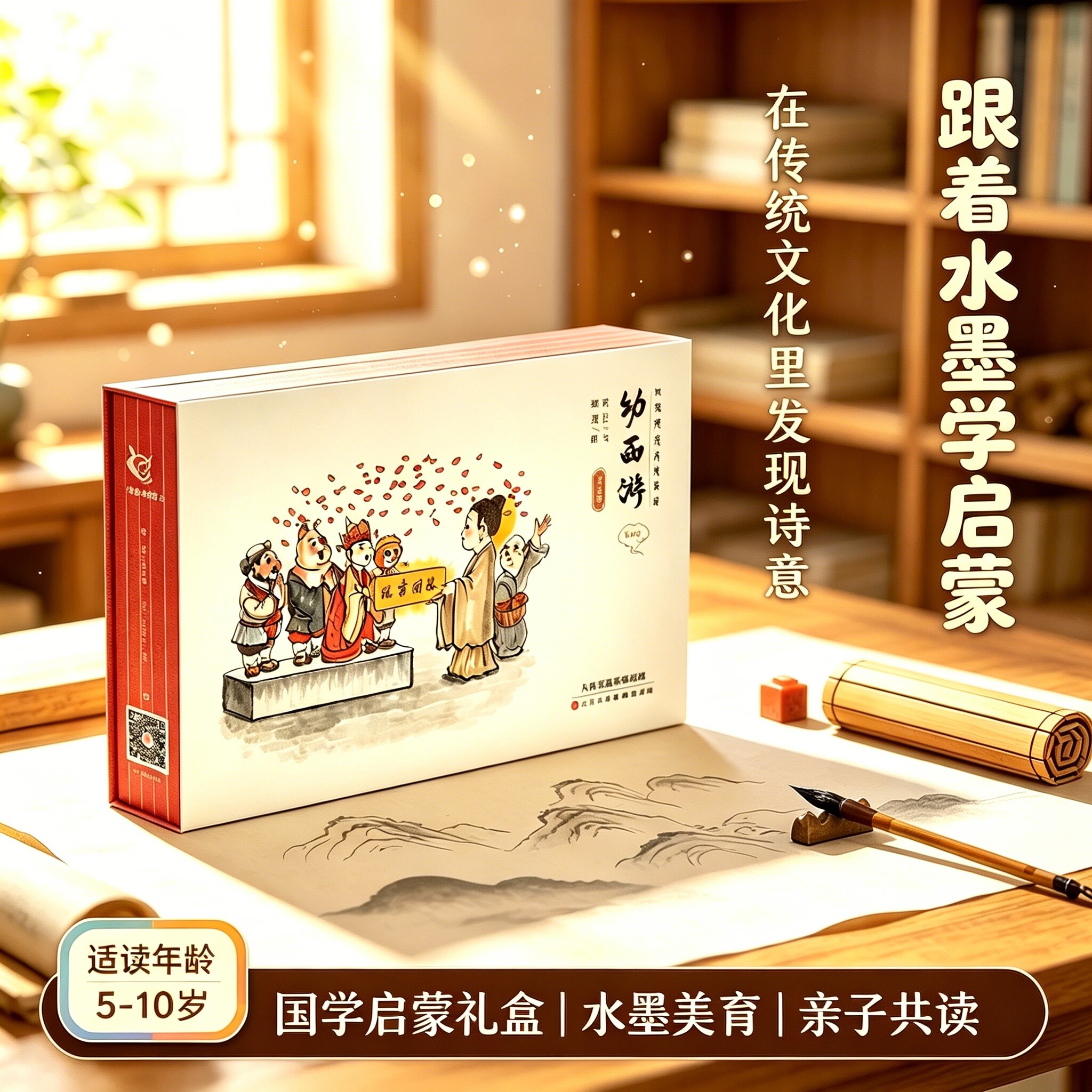 幼西游普及版第三部 水墨丹青幼西游全套绘本 东方神兽国风西游记图画书 水墨古典名著漫画3-9岁儿童国学四大名著启蒙亲子阅读礼盒