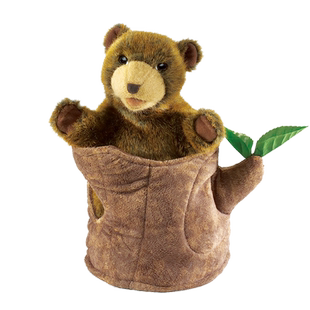 folkmanis美国早教毛绒玩具手偶树洞熊小熊手偶上课宝宝早教玩具