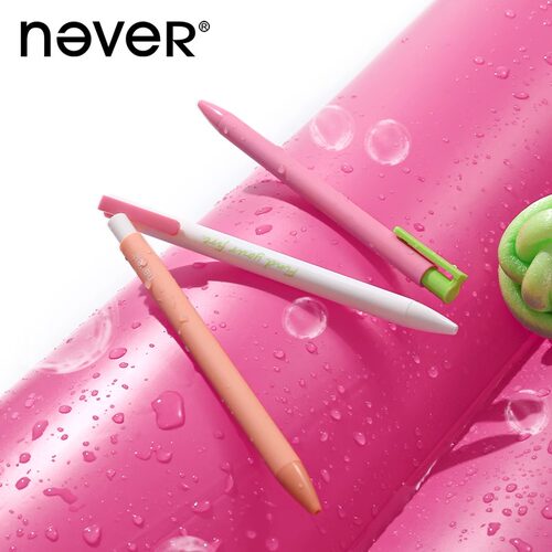 never下午茶笔桃气泡泡按动中性笔高颜值黑色速干顺滑创意刷题笔