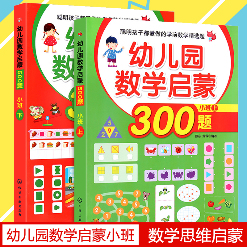 幼儿数学启蒙300题小班上下2册3-5-6岁宝宝早教幼儿园学前班数学题幼小衔接一日一练阶梯数学思维训练书籍智力开发启蒙书籍