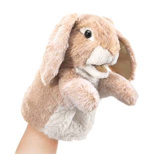 Folkmanis兔子手偶动物手套毛绒玩具早教讲故事表演可张嘴小礼物