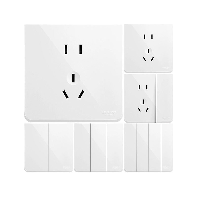 德力西883开关插座空调16A单双开五孔USB10A白色家用