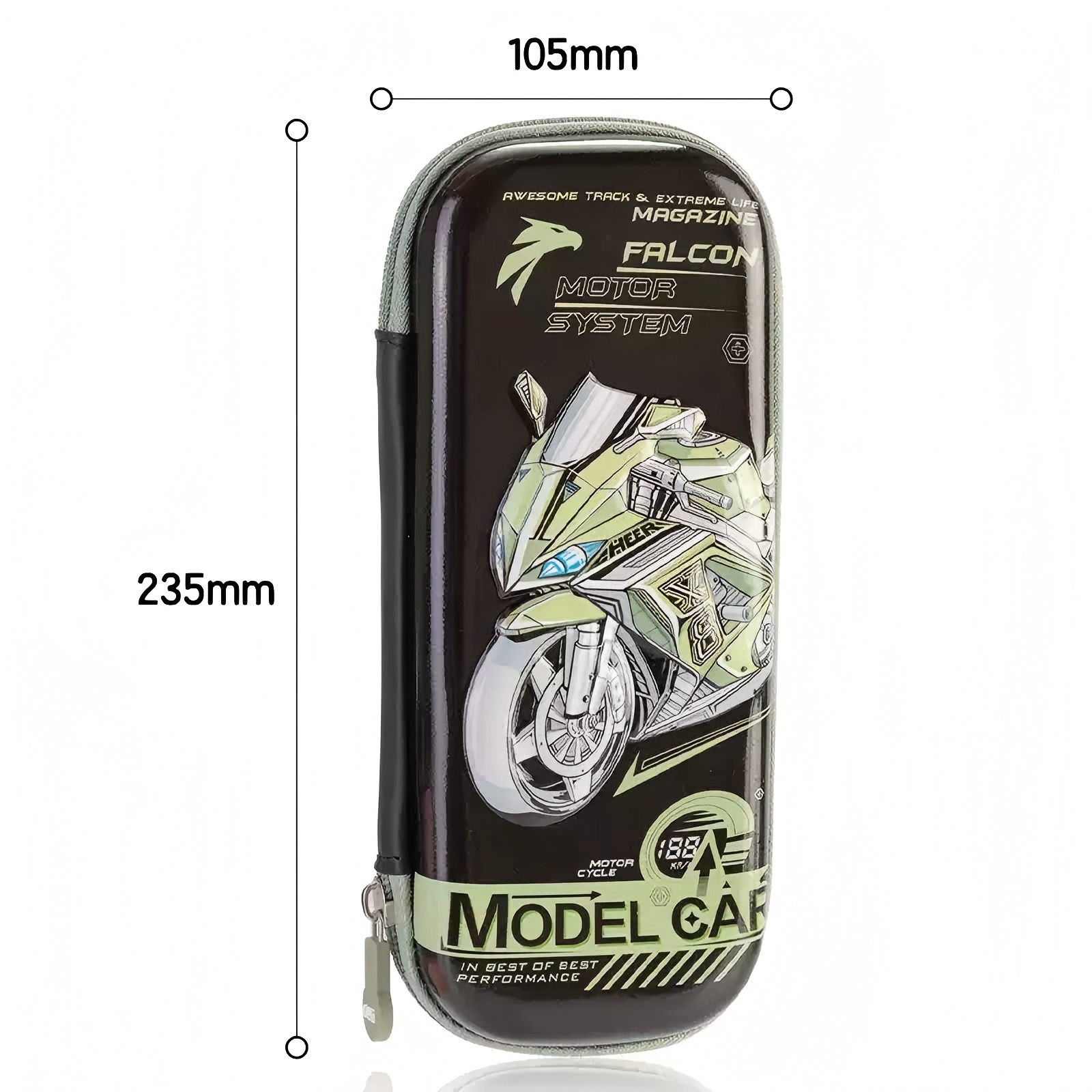 得力学生笔袋男孩流行立体帅气摩托车四驱车战斗机高颜值大容量3D立体EVA防水耐摔变形笔盒收纳学生用BC133