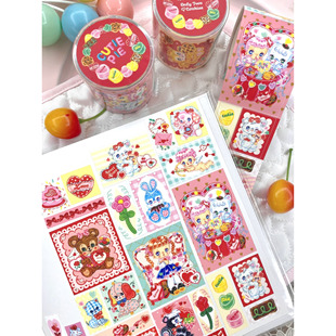 絮小饼 two原创闪闪可爱甜心女孩猫咪pet模切胶带贴纸卷手帐 only