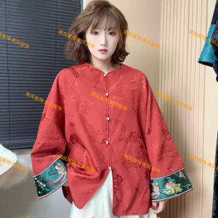宽松禅意上衣复古提花新中式 新款 新中式 外套 清风扶柳