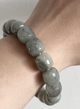 保真天然和田玉青花手串极限弧白底散墨青花手串国潮新中式无裂