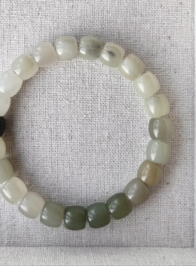 天然和田玉手串青花白玉青玉渐变手串多宝直切新中式国风百搭保真