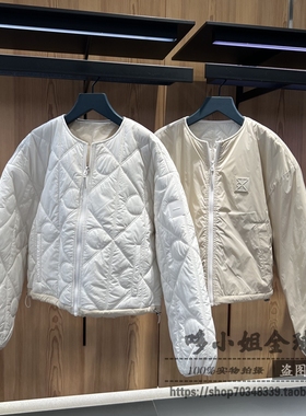 44D511G国内CK Jeans25秋冬新款女士双面穿字母缝线圆领棉服