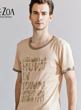 ZOEZOA舒适透气男士短袖T恤新款简约休闲圆领上衣SM24005