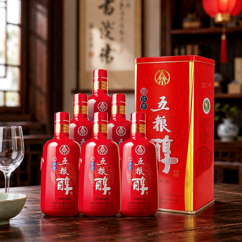 五粮浓香五粮醇红淡雅50度浓香型白酒500ml*6瓶整箱纯粮食酒正品