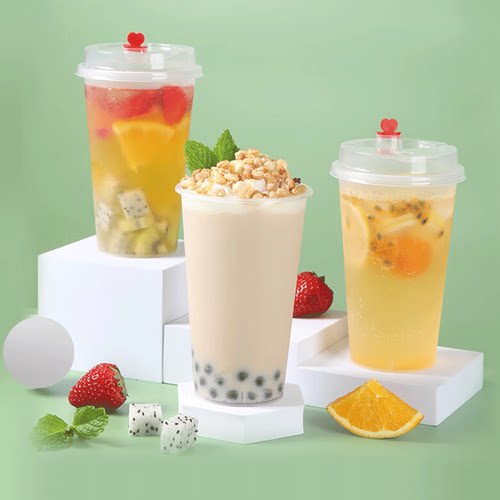 美丽雅500ml20套带盖饮料杯