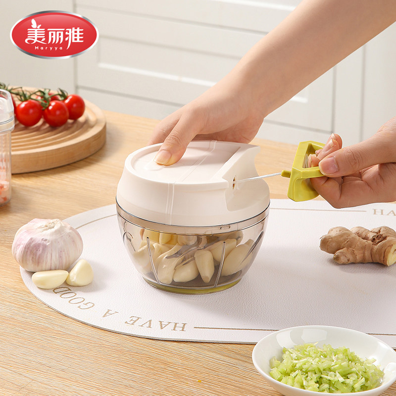 美丽雅家用手动搅蒜神器辅食机小型搅拌机切辣椒饺子馅绞肉器