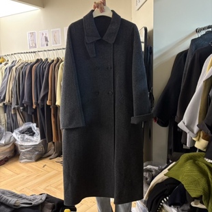 韩版高级感山羊绒大衣女长款冬季气质双排扣美丽诺羊毛双面羊绒女