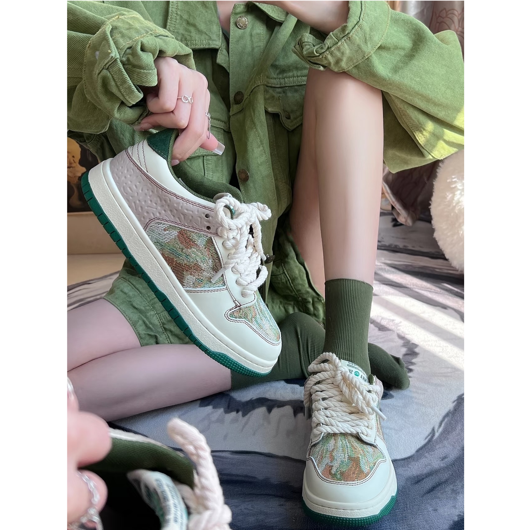 生哥家 闭眼买！太值了！春夏男女情侣款油画风百搭运动休闲板鞋