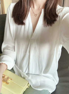 生哥家 闭眼捡漏！高级感缎面可挽袖半开领多色纯色长袖衬衫女