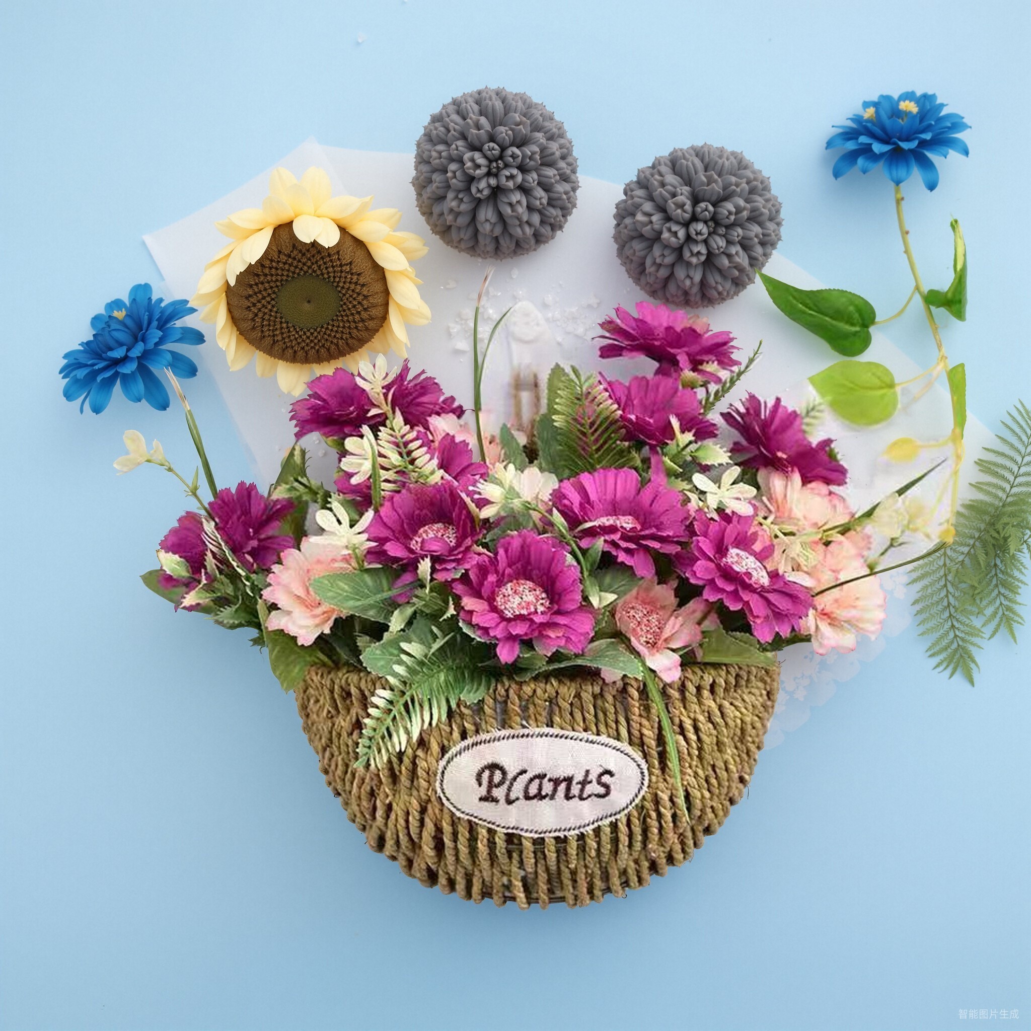 户外创意墙壁挂花篮装饰花篮藤编草编柳编花盆墙挂吊篮花盆壁挂