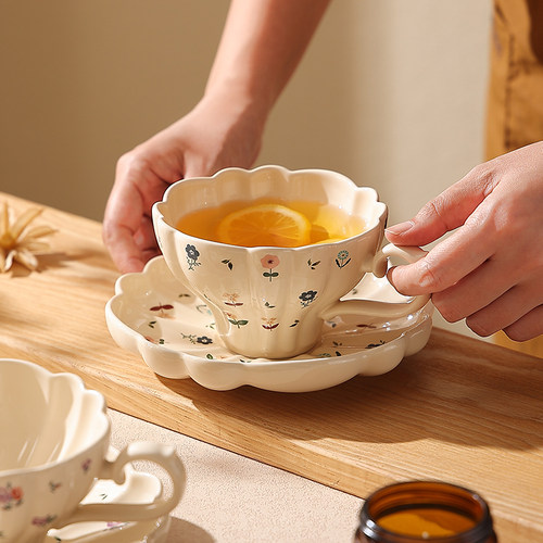 鹿谷川法式碎花咖啡杯高档