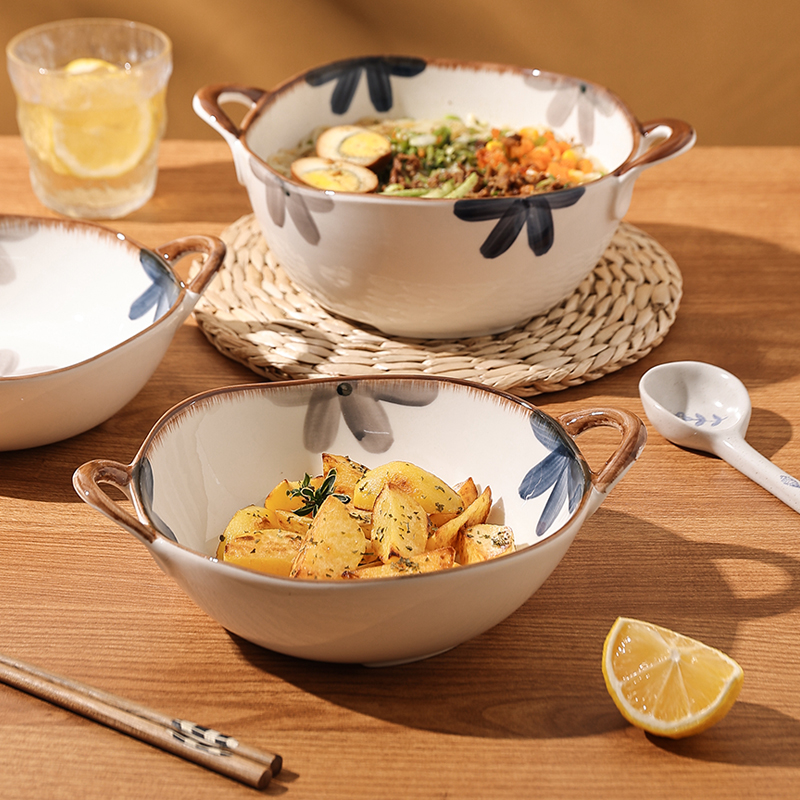双耳碗吃面高颜值陶瓷创意面条碗