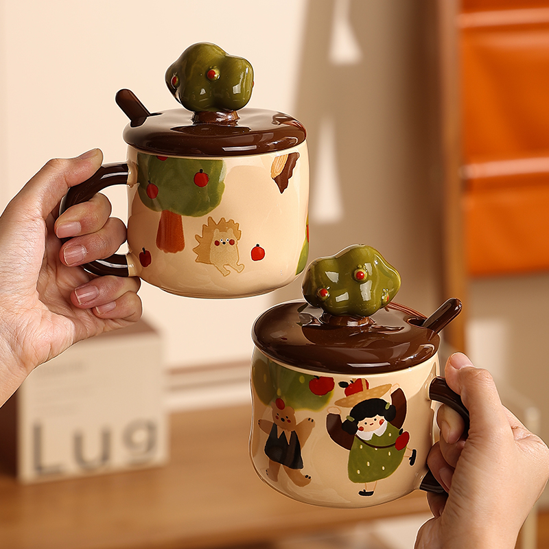 釉下彩杯子家用喝水马克杯微波炉