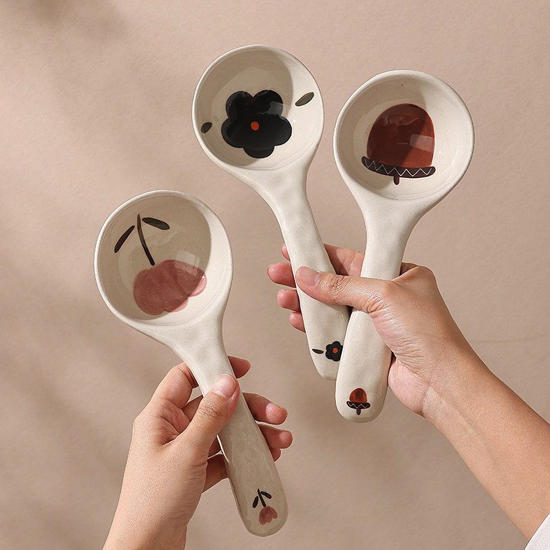 陶瓷大汤勺家用乘粥勺稀饭勺长柄