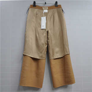 女 格子休闲直筒阔腿裤 鸿思格HSG1226款 双面手缝羊绒羊毛宽松时尚