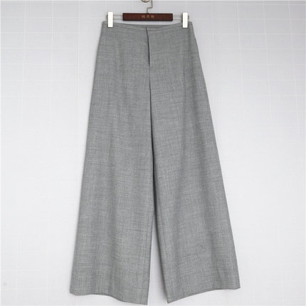 鸿思格HSG1020设计师基础款春秋宽松通勤自然腰阔腿裤休闲裤长裤