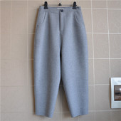 HSG1701新款 女 双面手缝羊绒羊毛跨档哈伦裤 版 型超正毛呢小脚裤