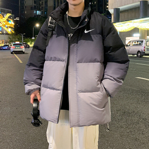 耐克顿羽绒棉服男冬季新款渐变色宽松立领外套青少年加厚保暖棉袄