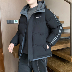 耐克顿棉服男士2024冬季新款潮牌宽松休闲面包服连帽加厚保暖外套