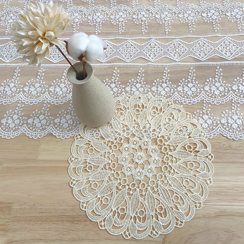 复古风蕾丝刺绣镂空桌布垫