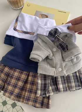 袋袋猫 经典学院宠物假两件JK连衣裙猫咪衣服小型犬狗狗比熊衣服