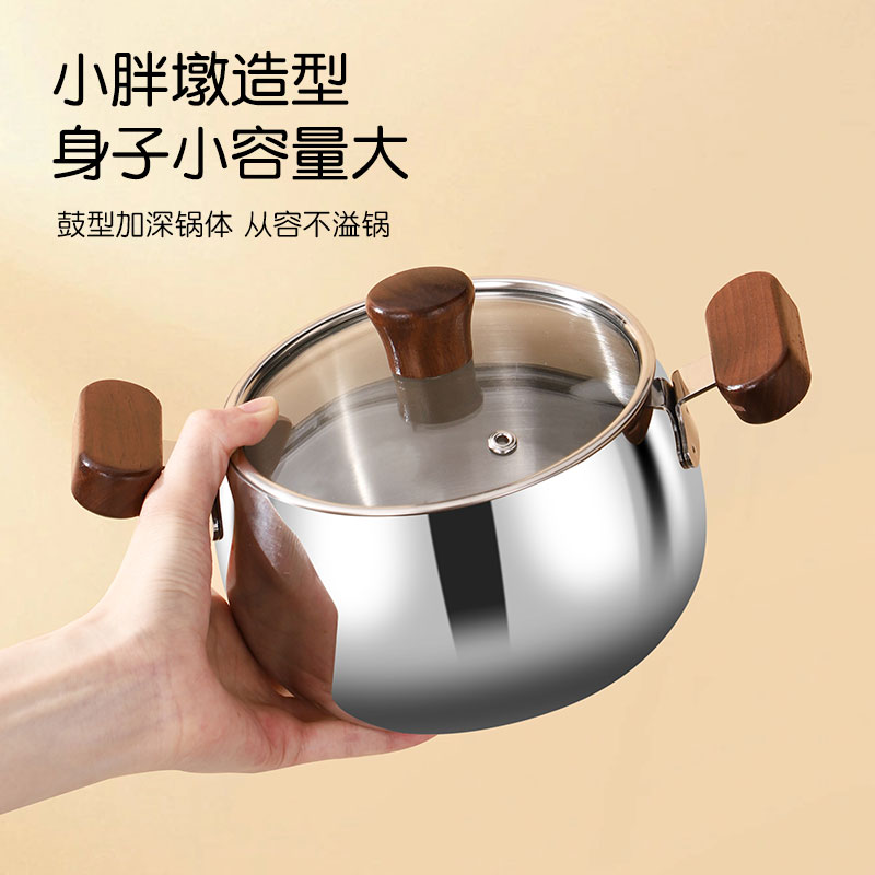 316不锈钢汤锅家用2025新款迷你炖锅双耳煮锅燃气电磁炉专用小锅