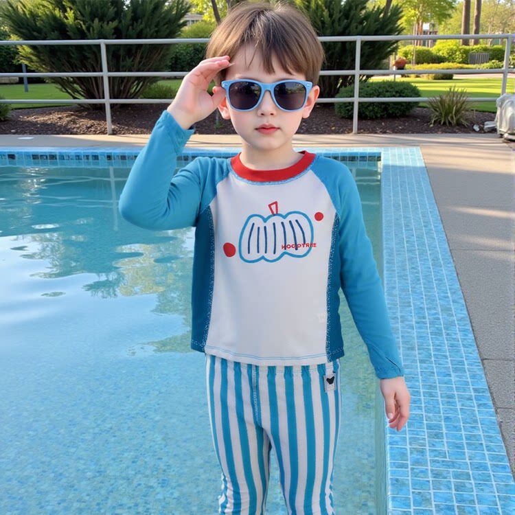 儿童泳衣男童防晒长袖长裤分体宝宝沙滩温泉游泳服运动必要游泳衣
