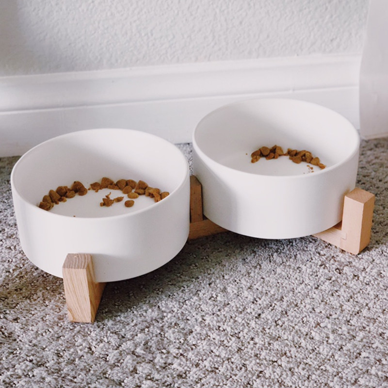 猫碗陶瓷保护颈椎宠物碗架吃饭水碗食盆猫粮食碗可爱饭碗猫咪双碗