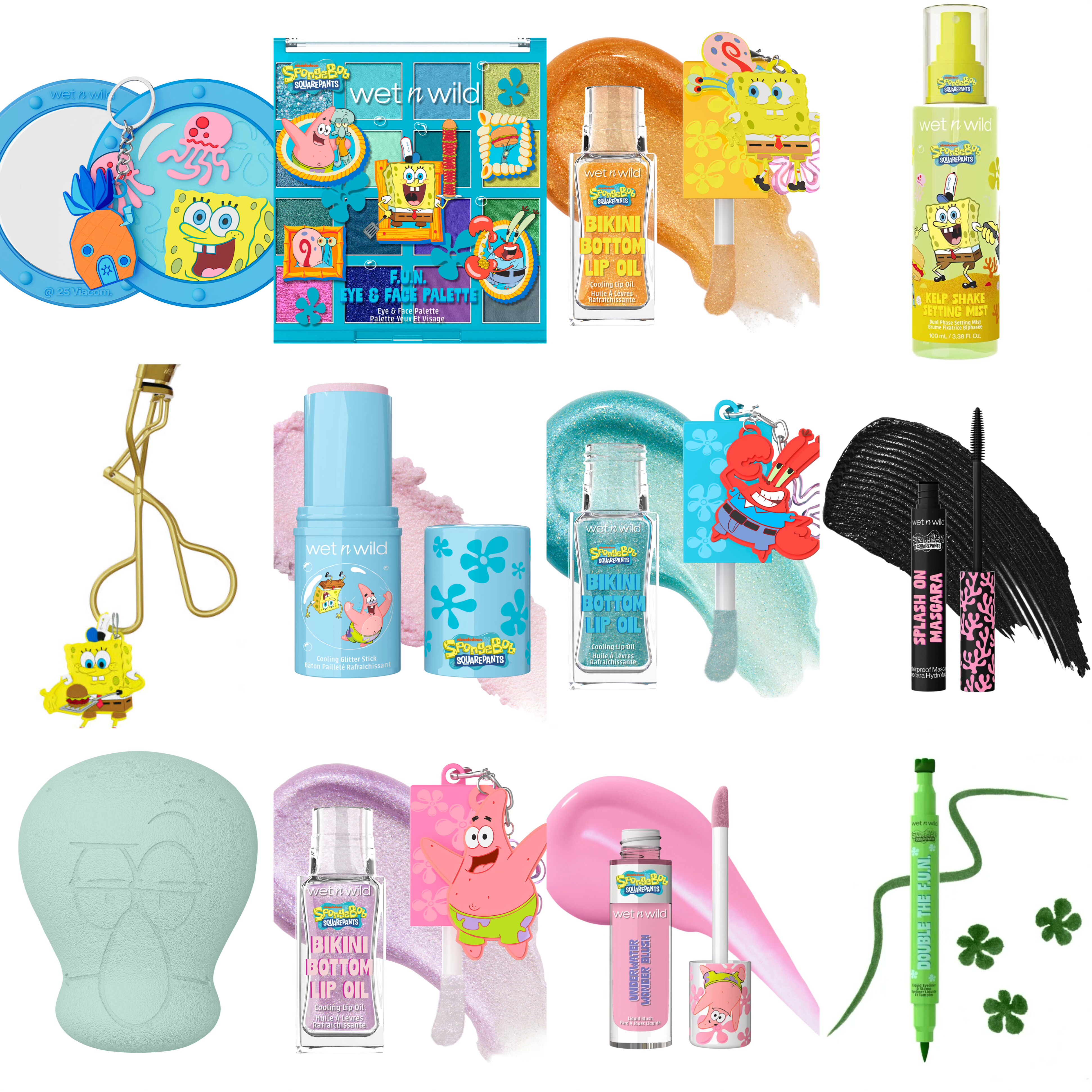 wetnwild/湿又野 海绵宝宝联名眼影盘唇油指甲油唇釉睫毛夹唇膏