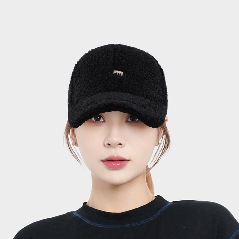 棒球帽女羊羔新款毛绒秋冬季保暖时尚韩版百搭加厚帽子鸭舌帽冬季