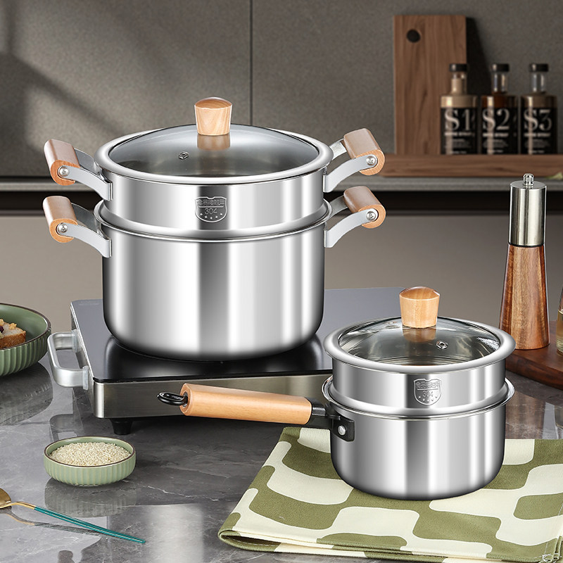 汤锅304不锈钢加厚家用蒸炖肉煮粥煮面燃气电磁炉通用双耳蒸煮锅.,厨房/烹饪用具,汤锅/汤桶/卤肉桶,淘宝优惠券,粉丝福利购,淘宝优惠卷