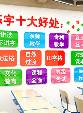 书法培训班教室亚克力墙面装饰